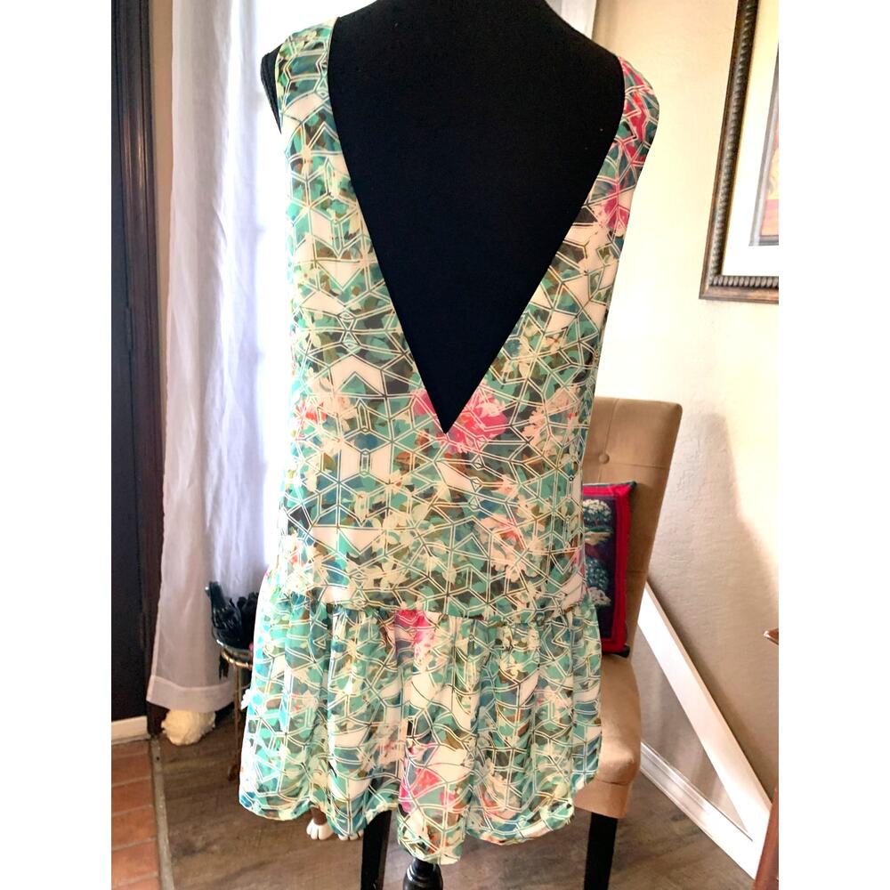 LOVERS + FRIENDS Barbados Babydoll Mini Dress ISLAND HOP Green Pink White XS - Picture 4 of 6